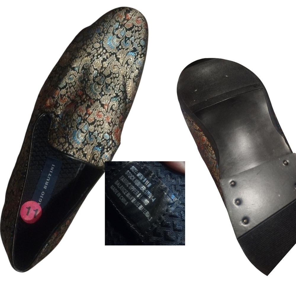 Giorgio Brutini Gold and Black Slip-On Loafers